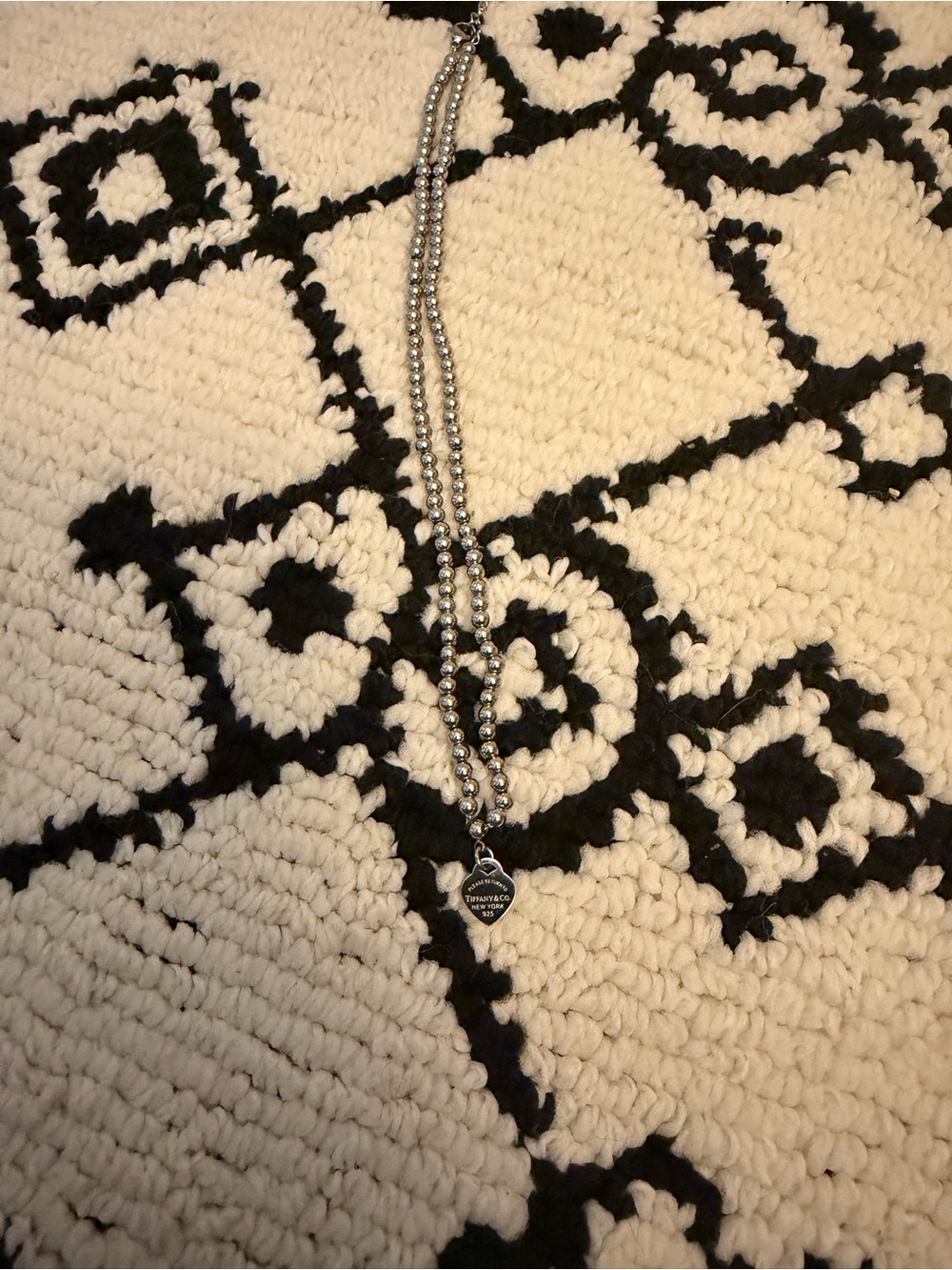 Silver Bead Necklace with Heart Pendant